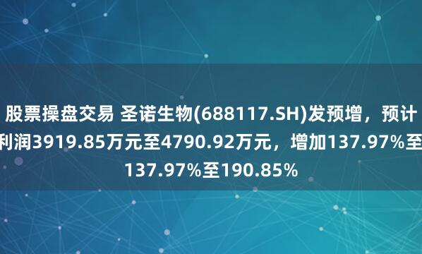 股票操盘交易 圣诺生物(688117.SH)发预增，预计一季度净利润3919.85万元至4790.92万元，增加137.97%至190.85%