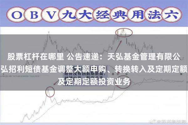 股票杠杆在哪里 公告速递：天弘基金管理有限公司关于天弘招利短债基金调整大额申购、转换转入及定期定额投资业务