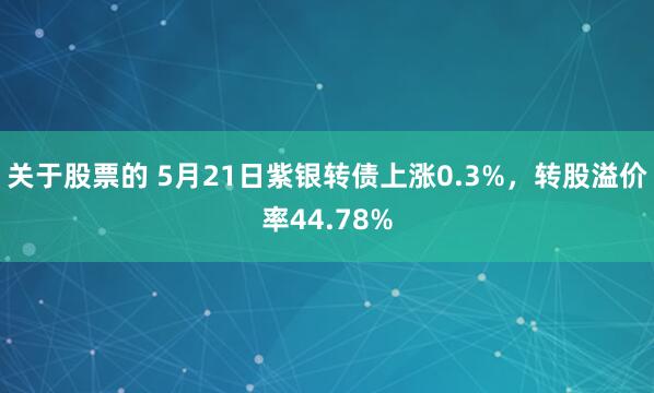 关于股票的 5月21日紫银转债上涨0.3%，转股溢价率44.78%