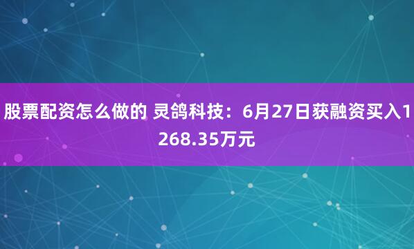 股票配资怎么做的 灵鸽科技：6月27日获融资买入1268.35万元