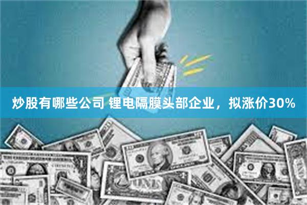 炒股有哪些公司 锂电隔膜头部企业,拟涨价30%